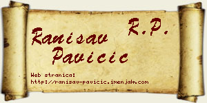 Ranisav Pavičić vizit kartica